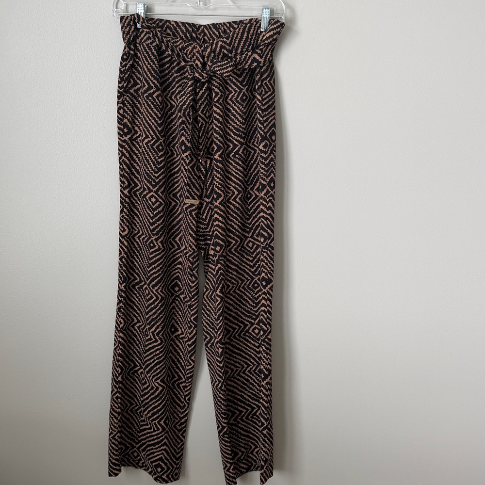 Michael Kors Geometric Black and Tan Trousers